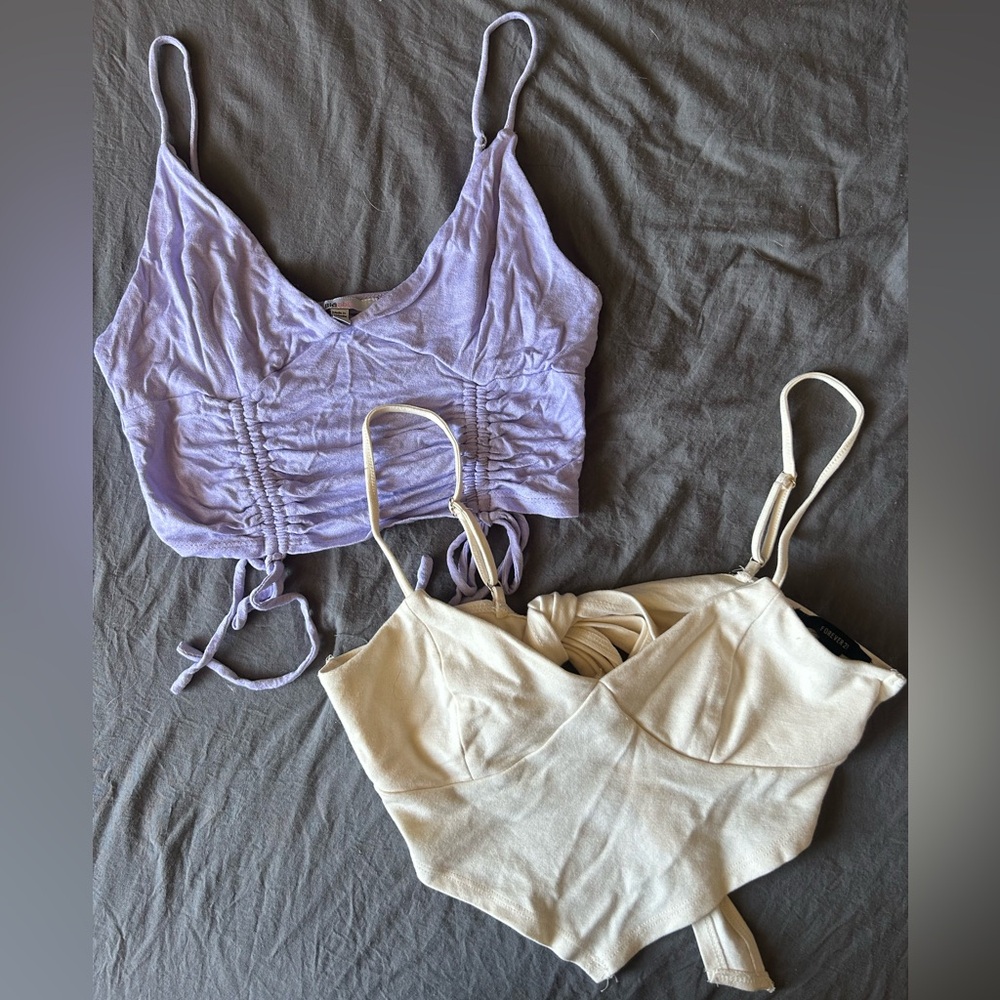 Forever 21 Lavender and Cream Crop Tops